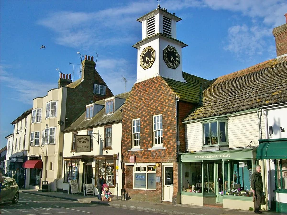 Steyning High Street and its historic clock tower