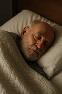 Older gentleman sleeping in his bed